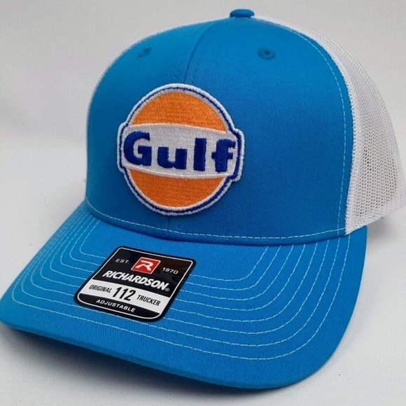 Le Mans GULF Embroidered Patch Richardson 112 Trucker Mesh Snapback Cap Racing - Picture 7 of 7
